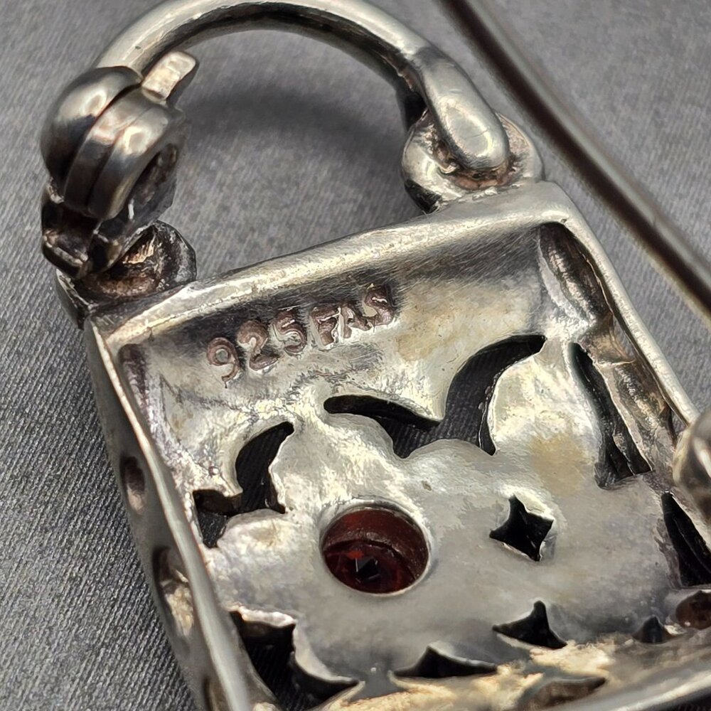 Sterling Garnet Purse Brooch by FAS – Chic & Collectible - Picture 4 of 9